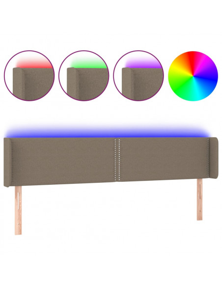 Testiera a LED Tortora 163x16x78/88 cm in Tessuto