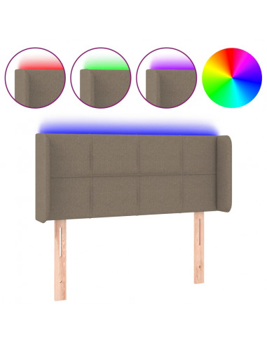 Testiera a LED Tortora 83x16x78/88 cm in Tessuto