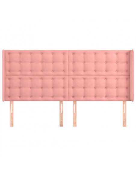 Testiera ad Orecchio Rosa 183x16x118/128 cm in Velluto