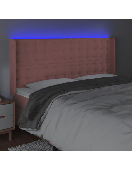 Testiera a LED rosa 183x16x118/128 cm in Velluto