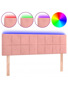 Testiera a LED Rosa 144x5x78/88 cm in Velluto 2
