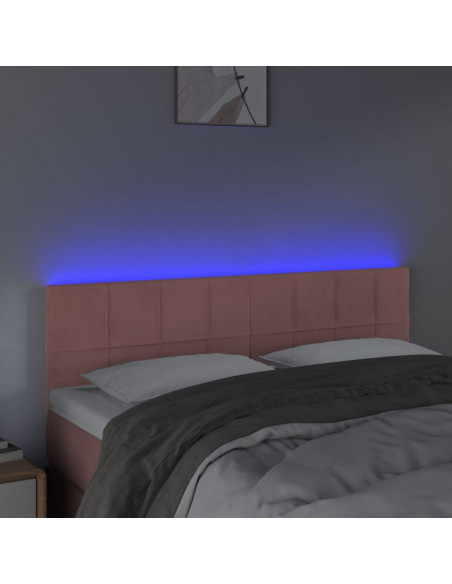 Testiera a LED Rosa 144x5x78/88 cm in Velluto