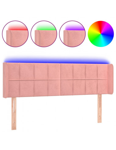 Testiera a LED Rosa 147x16x78/88 cm in Velluto