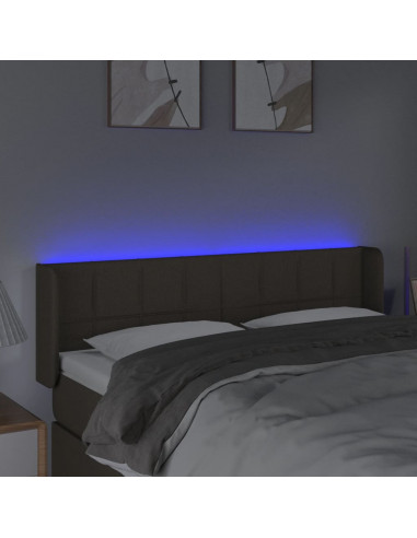 Testiera a LED Tortora 147x16x78/88 cm in Tessuto