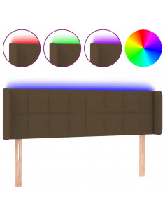 Testiera a LED Marrone Scuro 147x16x78/88 cm in Tessuto 2