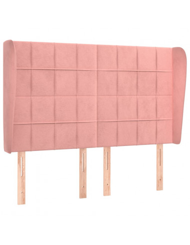 Testiera ad Orecchio Rosa 147x23x118/128 cm in Velluto