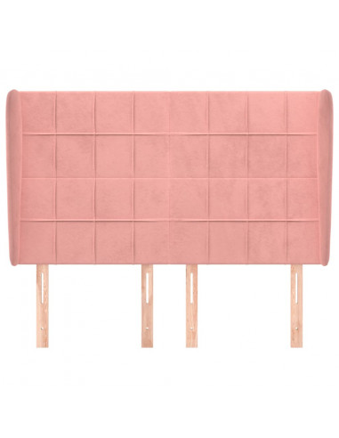 Testiera ad Orecchio Rosa 147x23x118/128 cm in Velluto