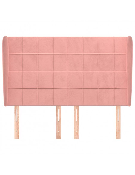 Testiera ad Orecchio Rosa 147x23x118/128 cm in Velluto