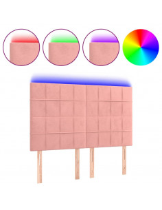 Testiera a LED Rosa 144x5x118/128 cm in Velluto 2