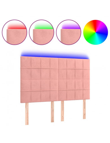 Testiera a LED Rosa 144x5x118/128 cm in Velluto