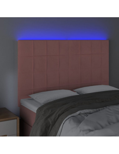 Testiera a LED Rosa 144x5x118/128 cm in Velluto