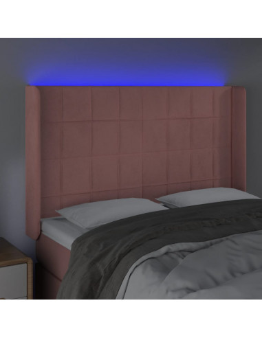 Testiera a LED rosa 147x16x118/128 cm in Velluto