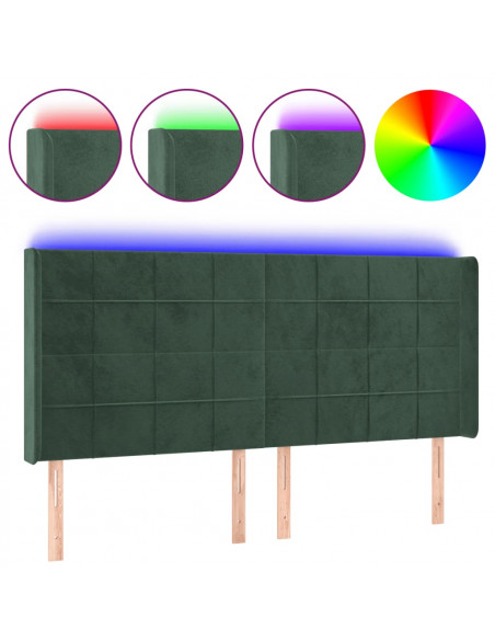 Testiera a LED Verde Scuro 183x16x118/128 cm in Velluto