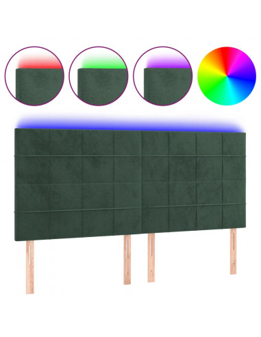 Testiera a LED Verde Scuro 180x5x118/128cm in Velluto