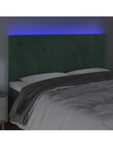 Testiera a LED Verde Scuro 180x5x118/128cm in Velluto