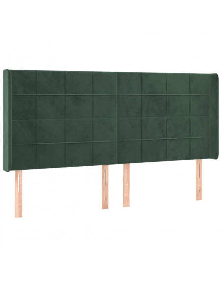 Testiera ad Orecchio Verde Scuro 183x16x118/128 cm in Velluto