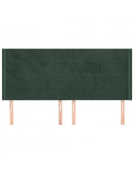Testiera ad Orecchio Verde Scuro 183x16x118/128 cm in Velluto