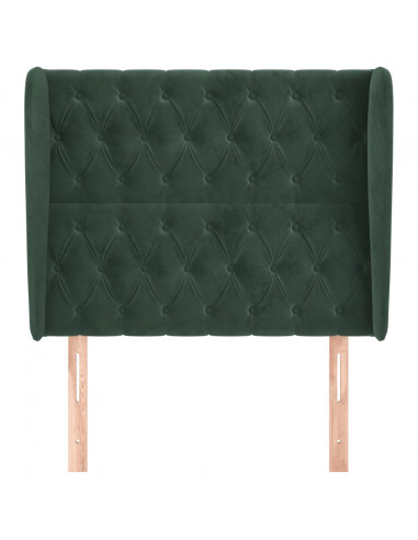 Testiera ad Orecchio Verde Scuro 93x23x118/128 cm in Velluto