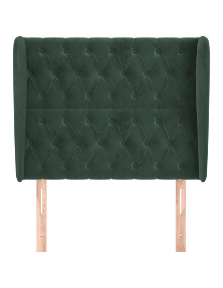 Testiera ad Orecchio Verde Scuro 93x23x118/128 cm in Velluto
