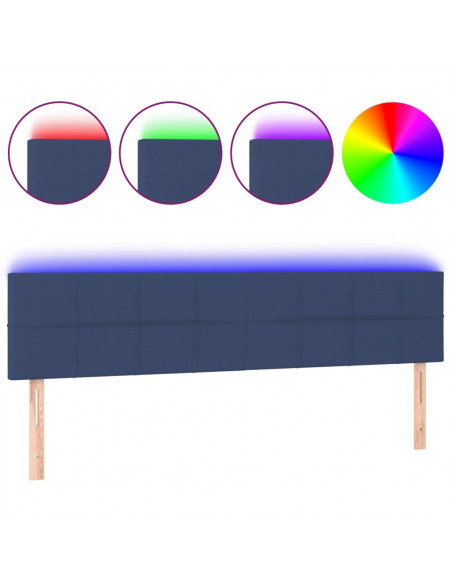 Testiera a LED Blu 160x5x78/88 cm in Tessuto