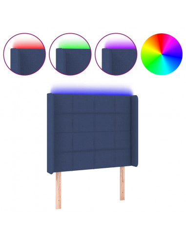 Testiera a LED Blu 83x16x118/128 cm in Tessuto