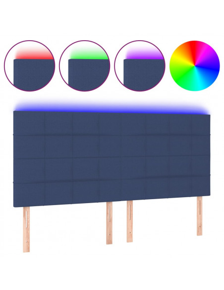 Testiera a LED Blu 160x5x118/128 cm in Tessuto