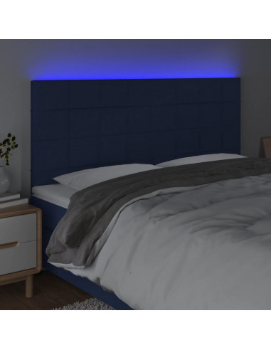 Testiera a LED Blu 160x5x118/128 cm in Tessuto