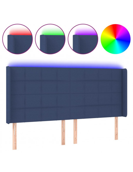 Testiera a LED Blu 163x16x118/128 cm in Tessuto