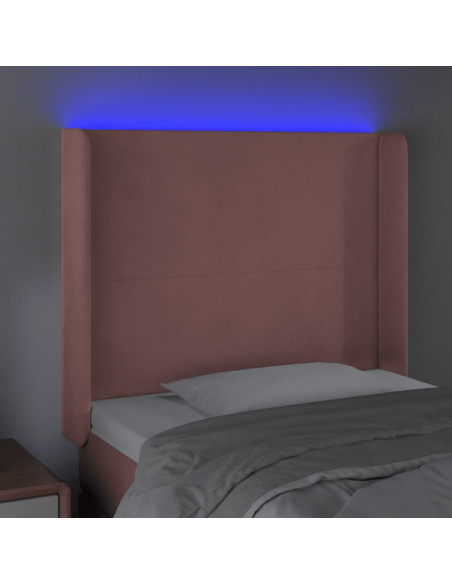 Testiera a LED rosa 83x16x118/128 cm in Velluto
