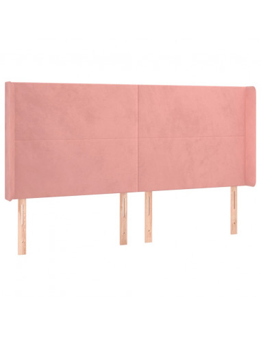 Testiera ad Orecchio Rosa 163x16x118/128 cm in Velluto