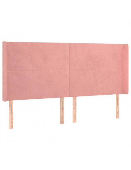 Testiera ad Orecchio Rosa 163x16x118/128 cm in Velluto
