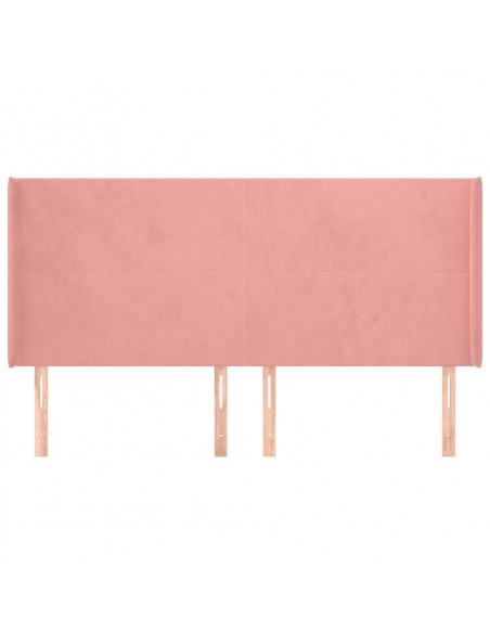 Testiera ad Orecchio Rosa 163x16x118/128 cm in Velluto
