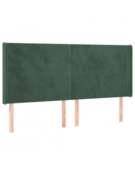 Testiera ad Orecchio Verde Scuro 163x16x118/128 cm in Velluto