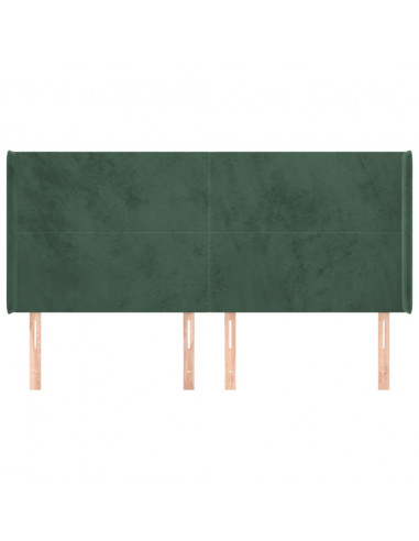 Testiera ad Orecchio Verde Scuro 163x16x118/128 cm in Velluto