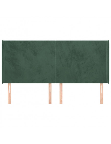 Testiera ad Orecchio Verde Scuro 163x16x118/128 cm in Velluto