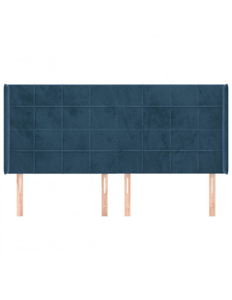 Testiera ad Orecchio Blu Scuro 163x16x118/128 cm in Velluto