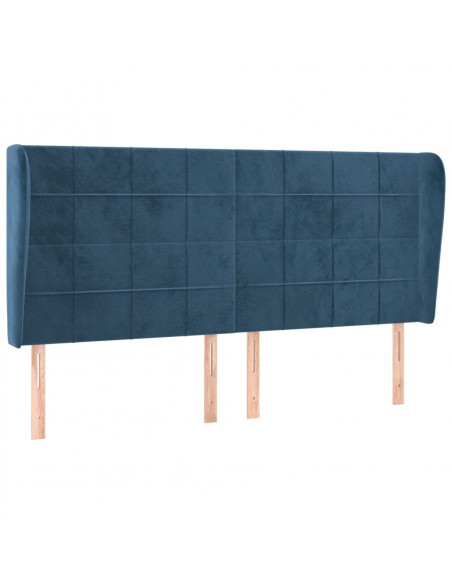 Testiera ad Orecchio Blu Scuro 163x23x118/128 cm in Velluto