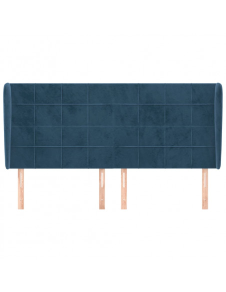 Testiera ad Orecchio Blu Scuro 163x23x118/128 cm in Velluto