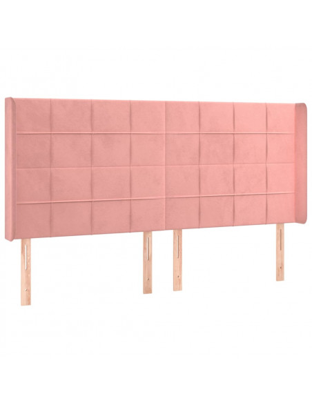 Testiera ad Orecchio Rosa 163x16x118/128 cm in Velluto
