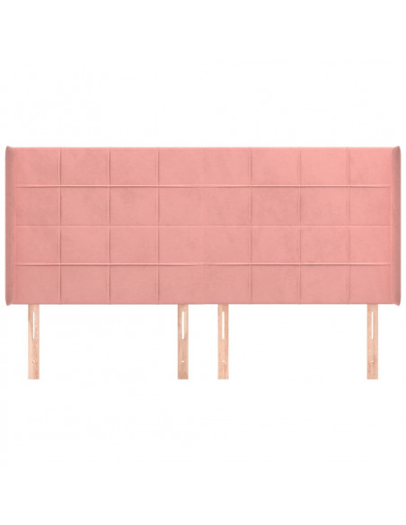 Testiera ad Orecchio Rosa 163x16x118/128 cm in Velluto