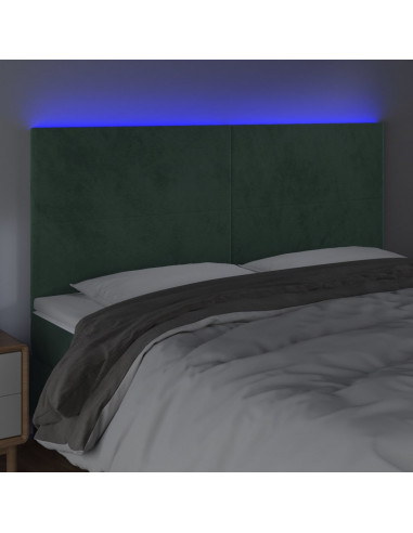 Testiera a LED Verde Scuro 160x5x118/128cm in Velluto