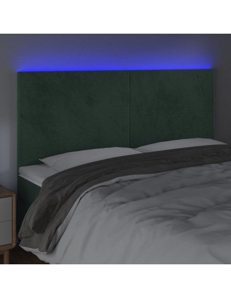 Testiera a LED Verde Scuro 160x5x118/128cm in Velluto
