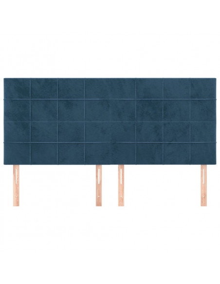 Testiera 4 pz Blu Scuro 80x5x78/88 cm in Velluto