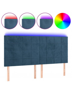 Testiera a LED Blu Scuro 160x5x118/128 cm in Velluto 2