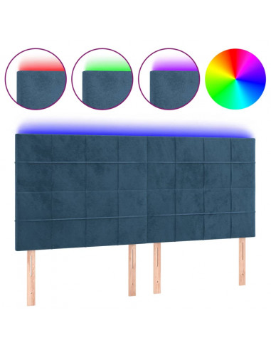 Testiera a LED Blu Scuro 160x5x118/128 cm in Velluto