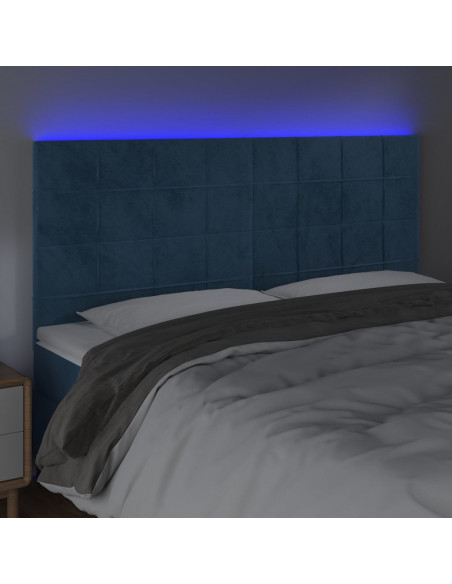 Testiera a LED Blu Scuro 160x5x118/128 cm in Velluto