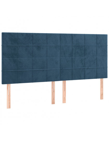 Testiera a LED Blu Scuro 160x5x118/128 cm in Velluto