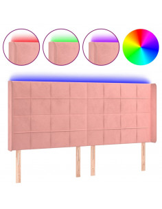 Testiera a LED rosa 163x16x118/128 cm in Velluto 2