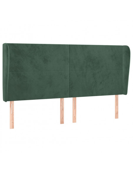 Testiera ad Orecchio Verde Scuro 163x23x118/128cm in Velluto