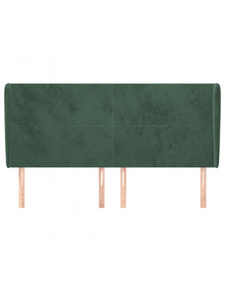 Testiera ad Orecchio Verde Scuro 163x23x118/128cm in Velluto